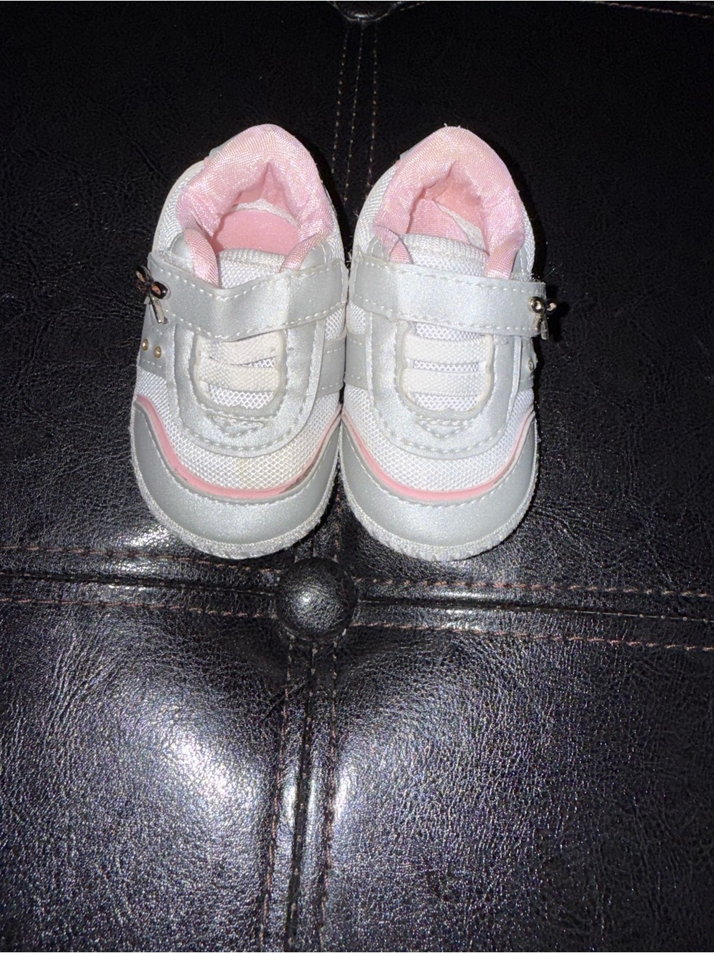 Baby Velcro Walker Shoes in White and Pink